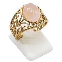 Anillo Acero Inox. CUARZO ROSA